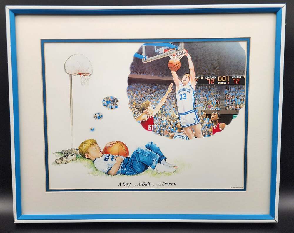 A Boy A Ball A Dream Kentucky Wildcats Lithograph Wendell Field 1988 Framed